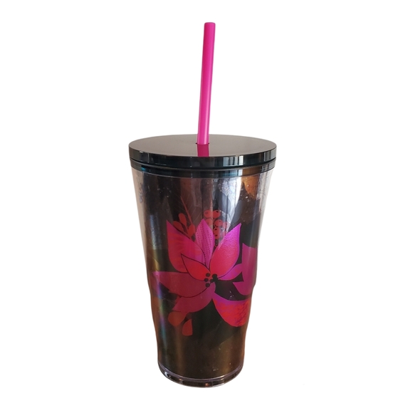 Starbucks Other - Starbucks 16oz Black Floral Sequin Tumbler